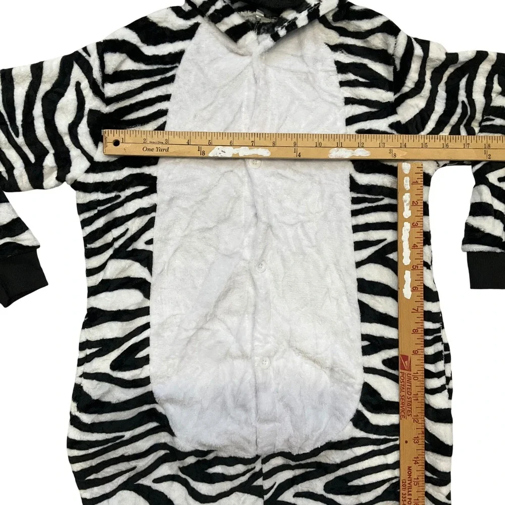 Zebra‎ Animal 1 Piece Plush Fleece Hooded Kigurumi Pajamas Costume Kids 7/8 NWOT